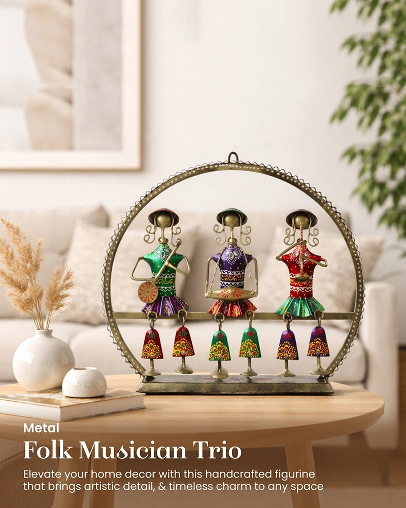 Handcrafted Metal Folk Musician Wall Hanging & Table Showpiece