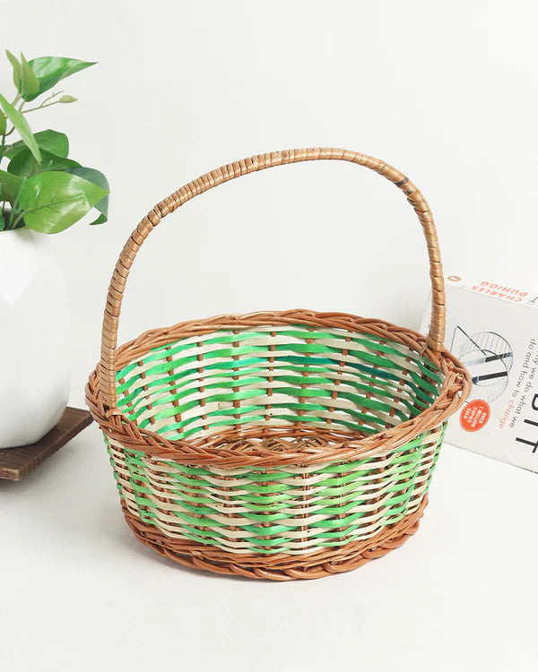 Handmade Wicker Fruit Basket in Pyala Shape for Gifting and Kitchen Storage