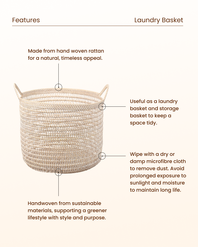 Rattan Storage Basket for Kids Room, Toys and Dirty Laundry