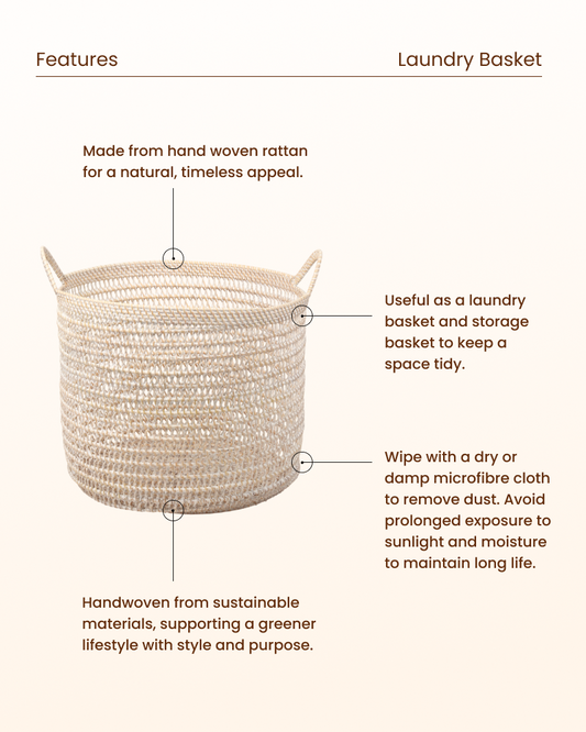 Rattan Storage Basket for Kids Room, Toys and Dirty Laundry