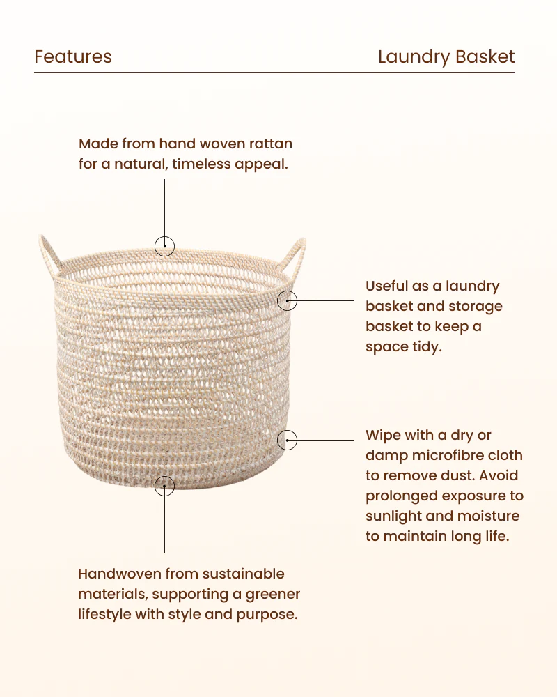 Rattan Storage Basket for Kids Room, Toys and Dirty Laundry