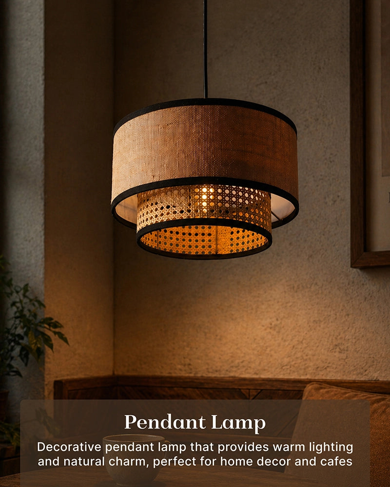Cane Cylinder Ceiling Lamp for Living Room Bedroom & Balcony
