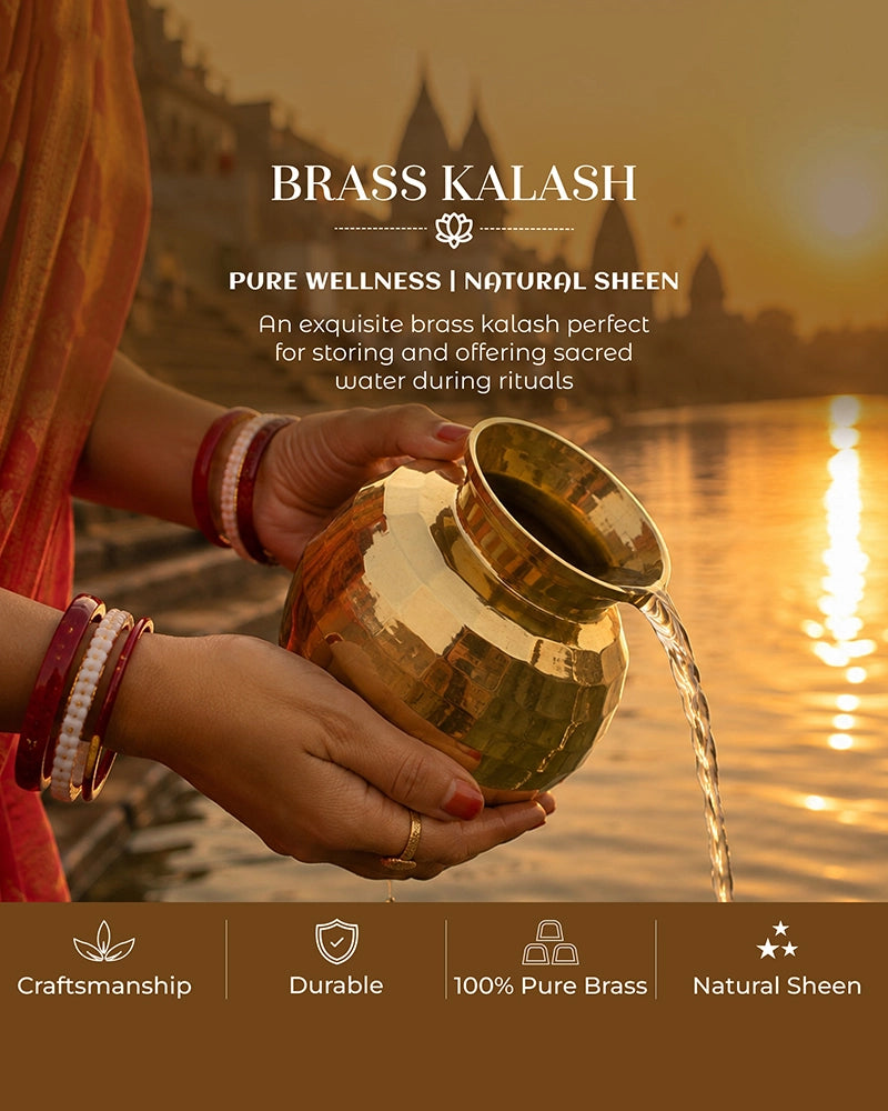 100% Pure Brass Diamond Cut Lota for Pooja, Mandir
