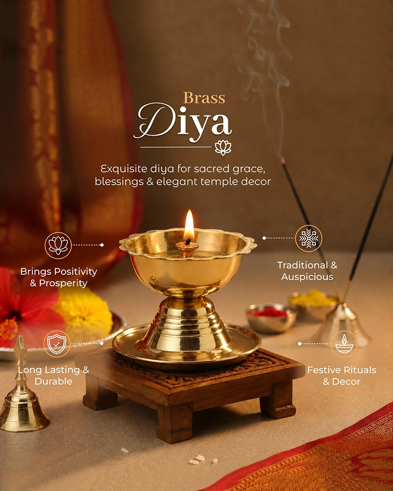 100% Pure Brass Chirag Diya for Daily Pooja and Festive Decor