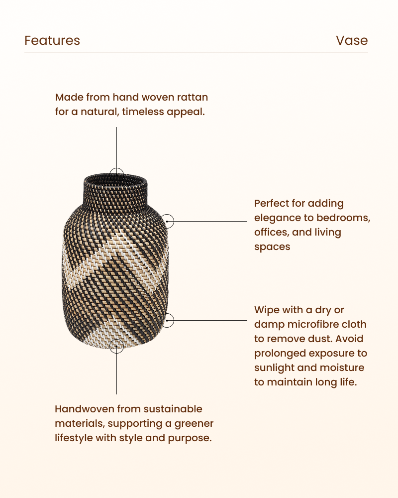 Handcrafted Rattan Flower Vase for Home Decor