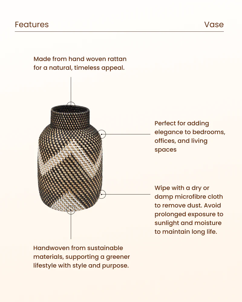 Handcrafted Rattan Flower Vase for Home Decor
