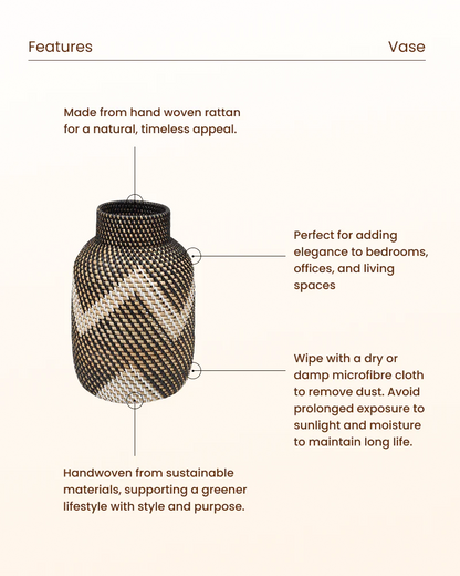 Handcrafted Rattan Flower Vase for Home Decor
