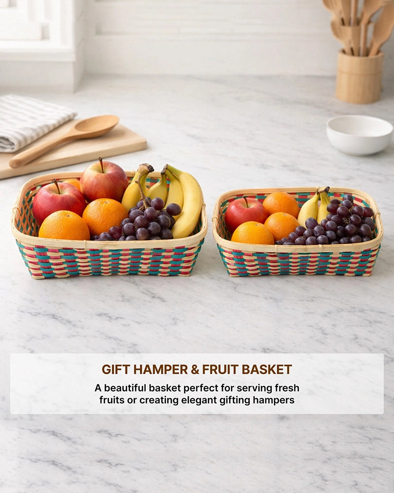 Woven Bamboo Storage Baskets for Kitchen, Pantry, and Living Room (Set of 6)