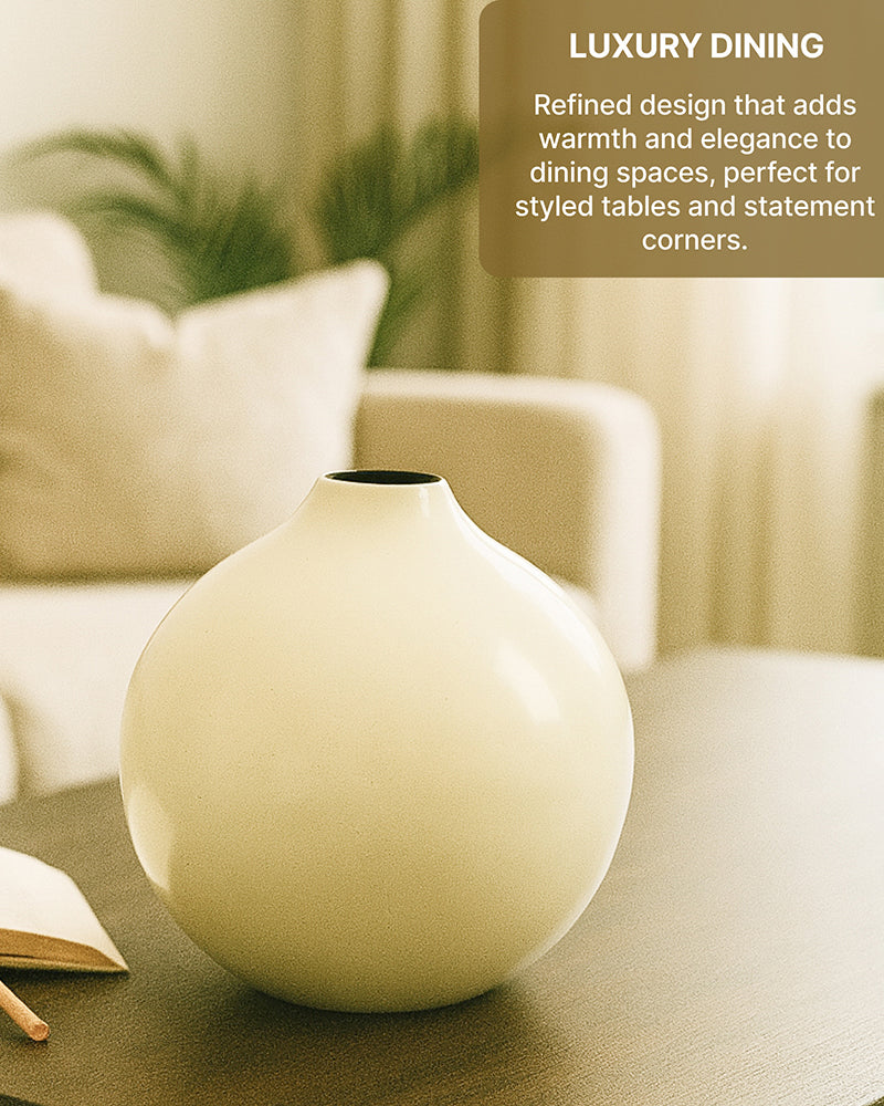 Decorative Metal Vase for Living Room Shelf Console and Table Centerpiece