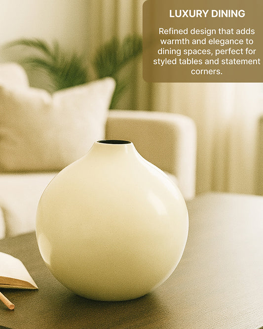 Decorative Metal Vase for Living Room Shelf Console and Table Centerpiece