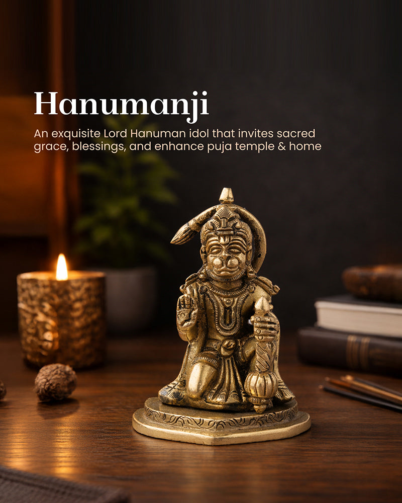 Traditional Hanuman Brass Statue for Daily Worship and Home Temple