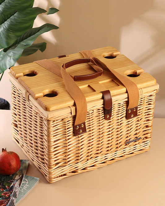 Vintage-Inspired Wicker Picnic Basket for Picnic, Travel & Outdoor Fun