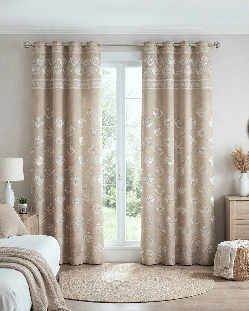 Contemporary Jacquard Eyelet Door Curtain (Beige, 7 ft)
