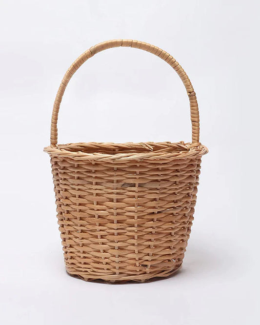 Handcrafted Wicker Round Basket for Fruits, Flowers, and Home Storage