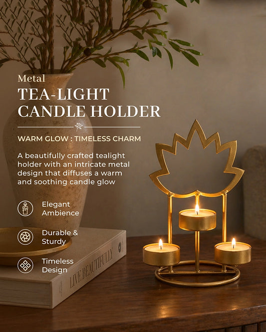 Lotus Shaped Metal Candle Holder Lights for Home Decor