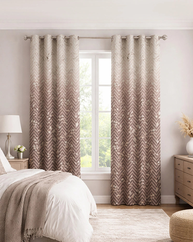 Premium Polycotton Eyelet Door Curtain (Brown, 7 ft)