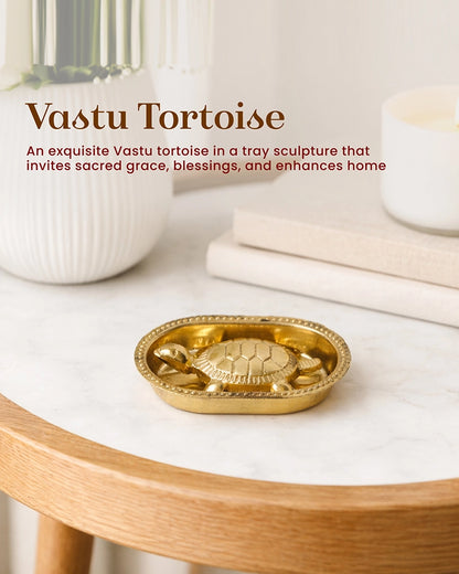 Pure Brass Vastu Tortoise with Brass Plate for Wealth and Home Decoration