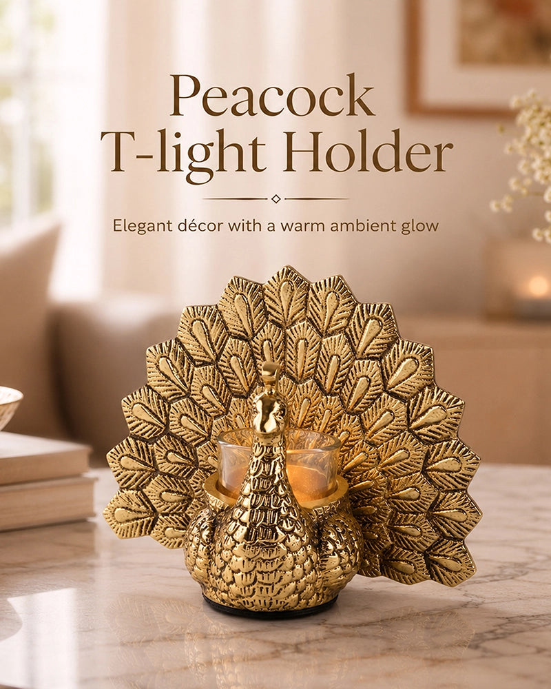 Dancing Peacock Tealight holder with Glass Votive for Home Décor