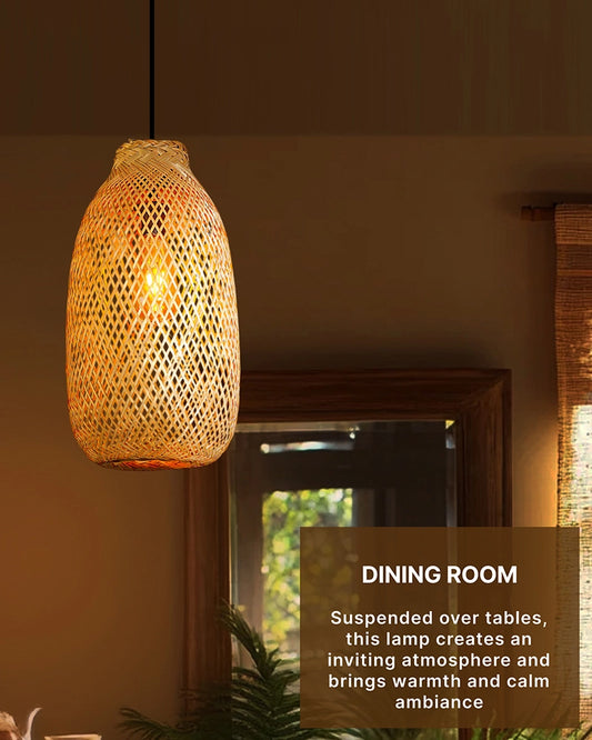 Boho Bamboo Hanging Light for Living Room Decoration