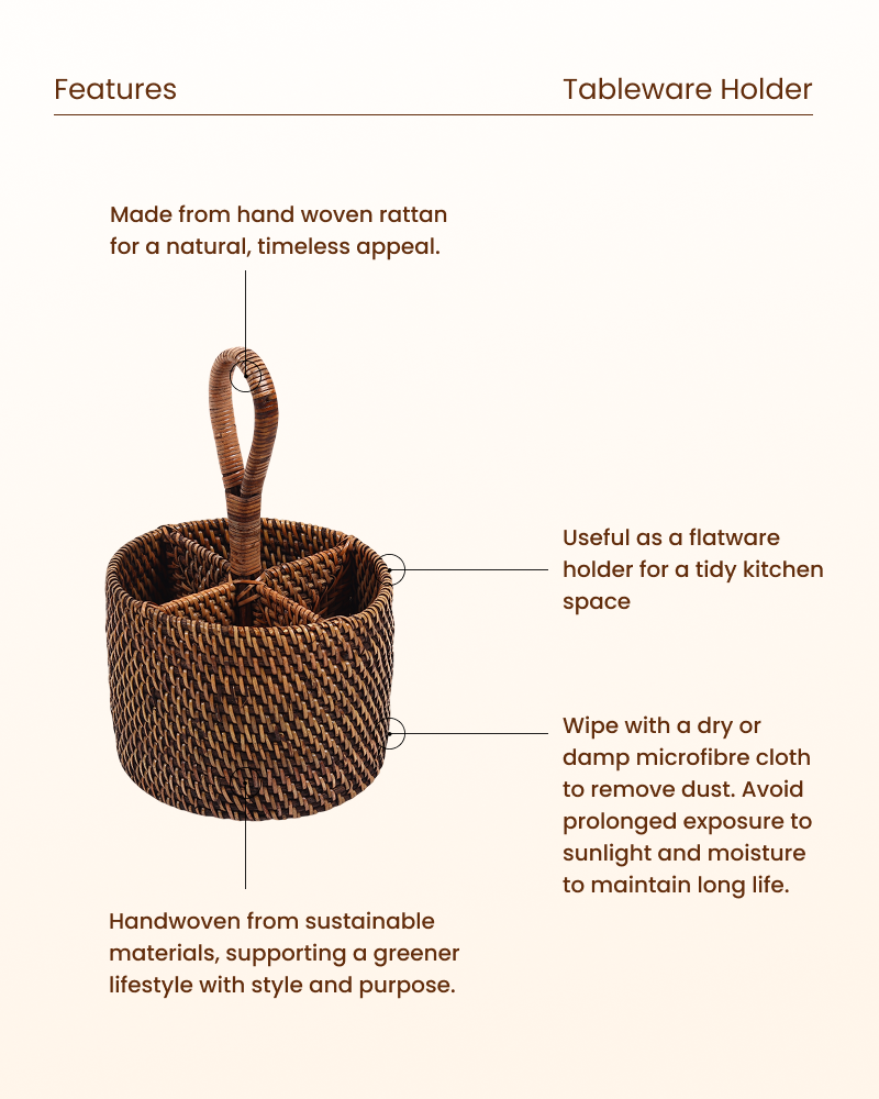 Multi-Purpose Rattan Caddy Basket for Kitchen and Living Room