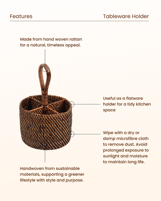 Multi-Purpose Rattan Caddy Basket for Kitchen and Living Room