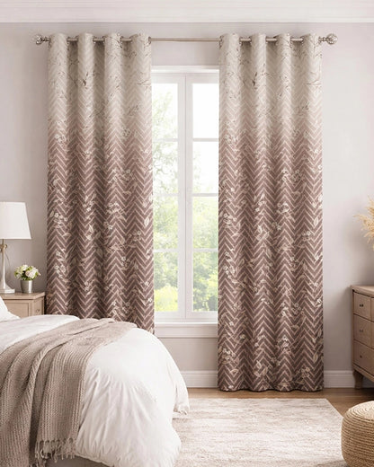 Premium Polycotton Eyelet Door Curtain (Brown, 7 ft)