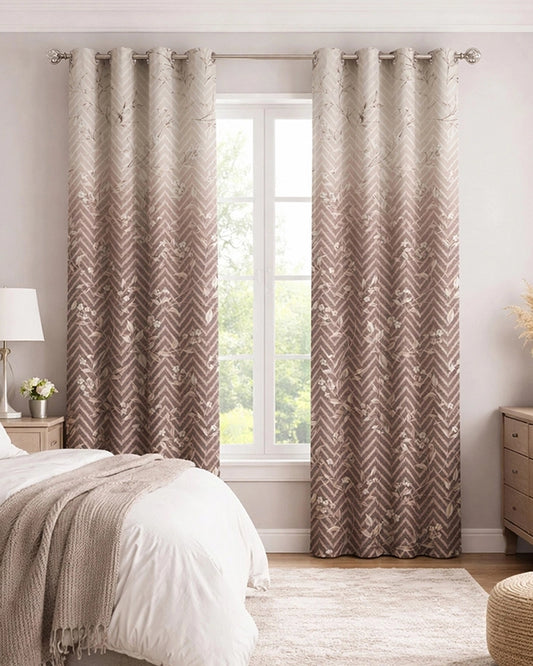 Premium Polycotton Eyelet Door Curtain (Brown, 7 ft)