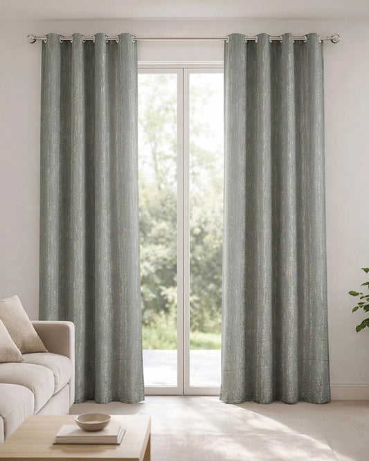 Textured Linen Eyelet Curtain for Doors (Grey, 7 ft)