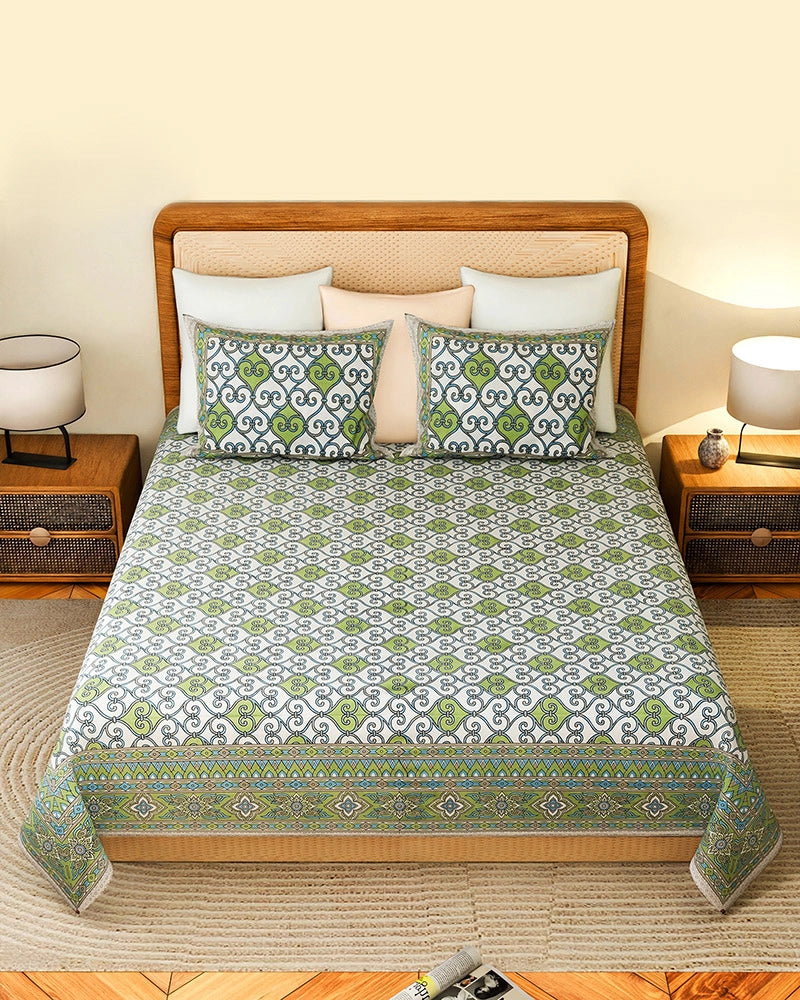 Cotton Bedsheet King Size 144 TC with 2 Pillow Covers for Bedroom Decor