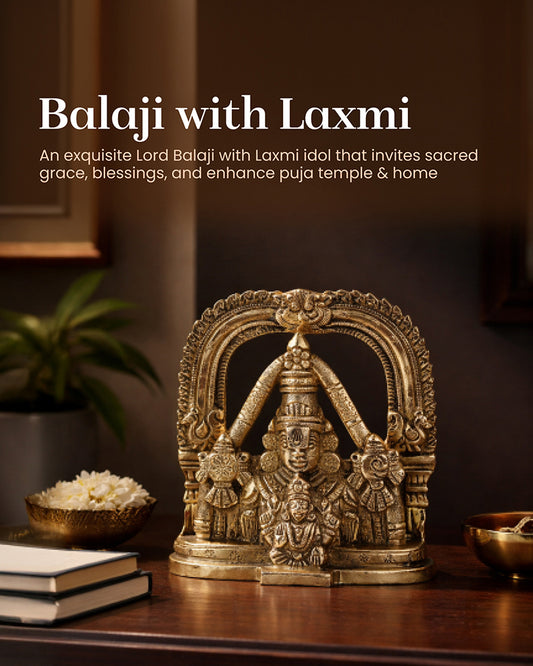 Tirupati Balaji with Lakshmi Brass Idol Spiritual Showpiece for Home