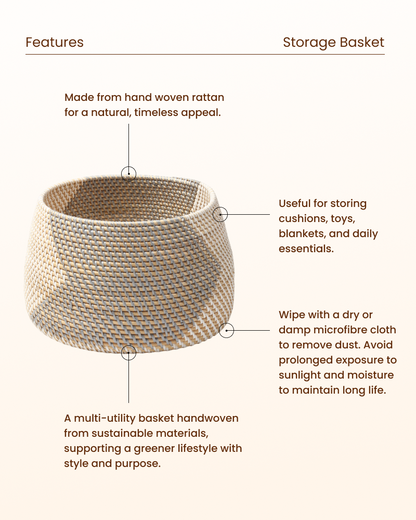 Natural Rattan Basket for Stylish Storage and Organization