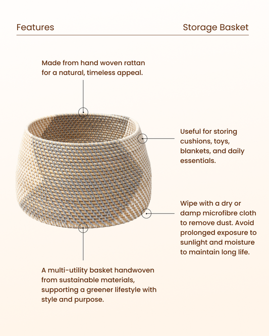 Natural Rattan Basket for Stylish Storage and Organization
