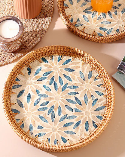 Rattan Tea Tray and Serving Tray Set for Table Use