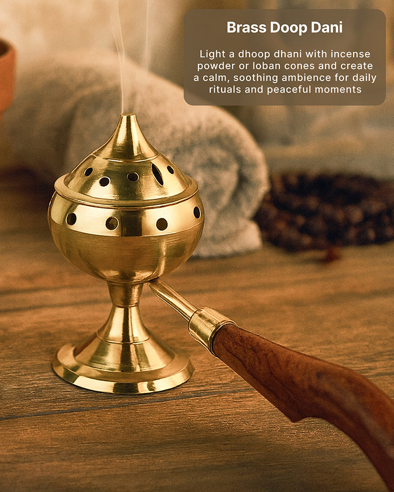 Exclusivelane Brass Dhoop Dani for Aarti, Puja, and Meditation Spaces