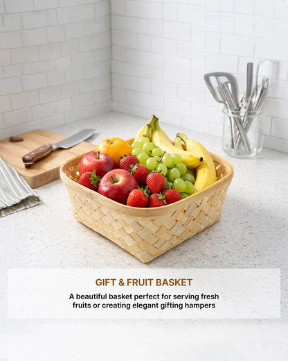 Rustic Bamboo Basket for Kitchen, Living Room, and Decorative Use