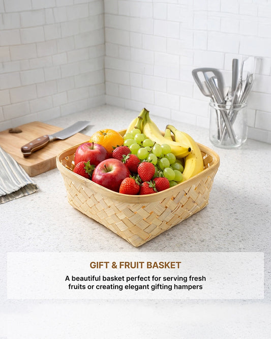 Rustic Bamboo Basket for Kitchen, Living Room, and Decorative Use