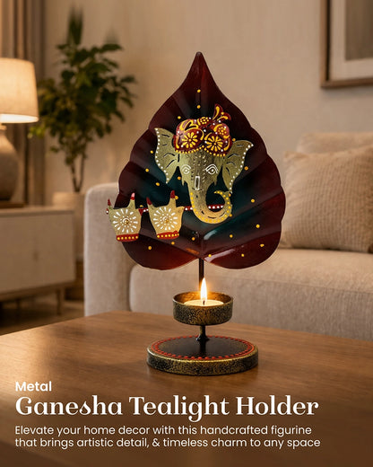 Handcrafted Ganesha Metal Candle Holder Decorative Gift Showpiece