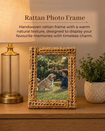 Handwoven Rattan Photo Frame For Home Décor & Gifting