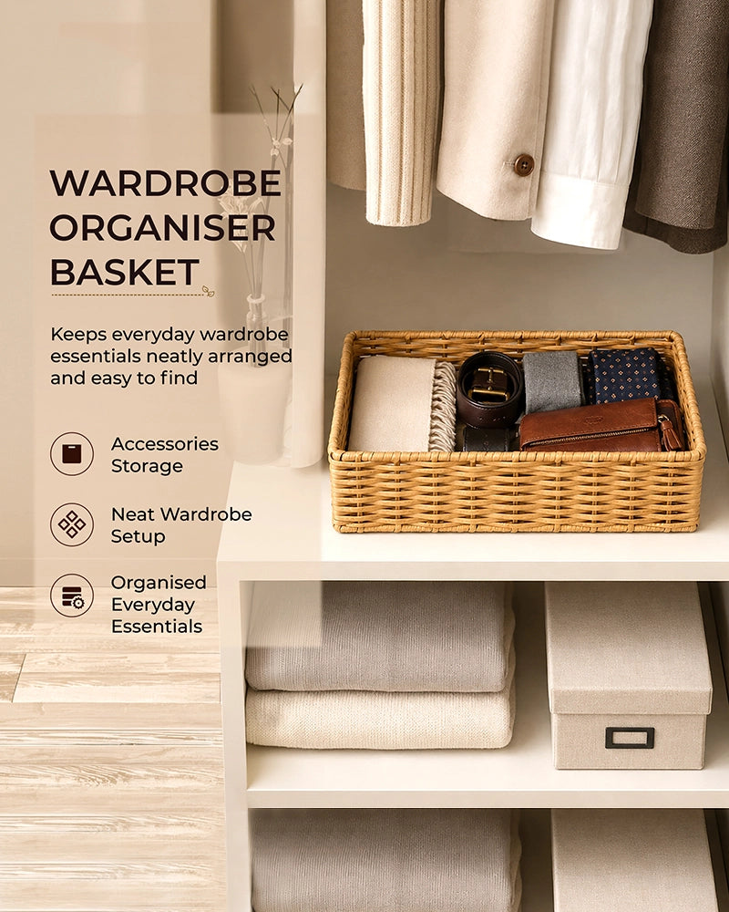 Cane Storage Basket for Home, Wardrobe & Bathroom Storage