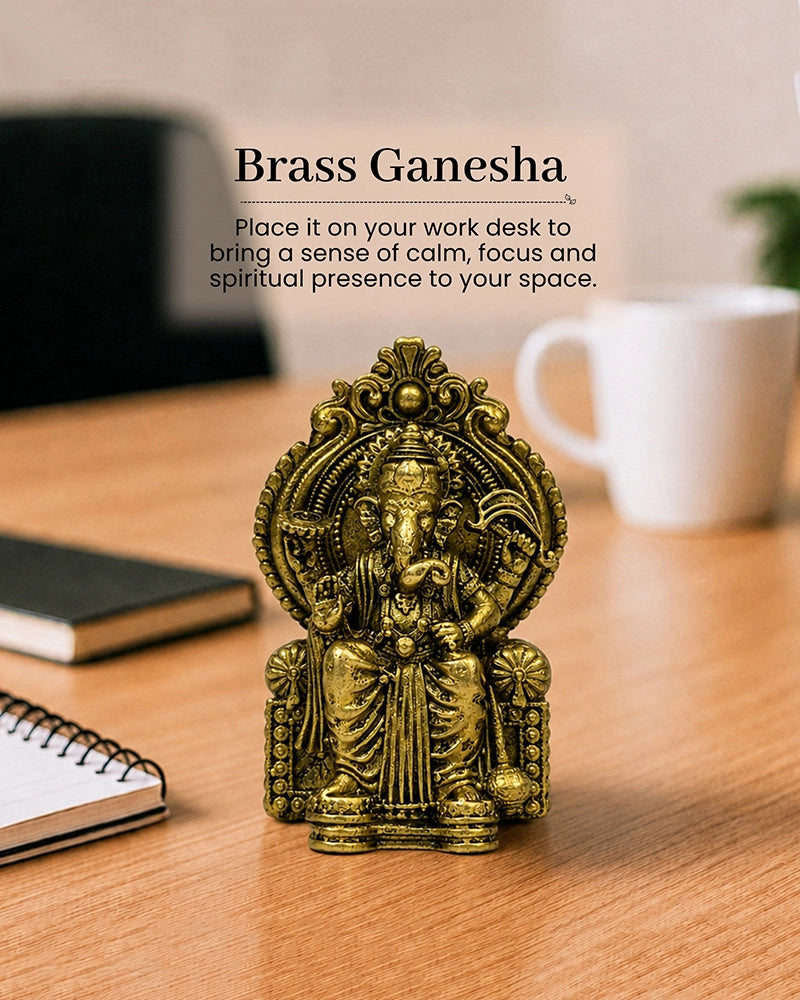 100 % Pure Brass Lalbaugcha Raja Ganesha Idol For Car Dashboard