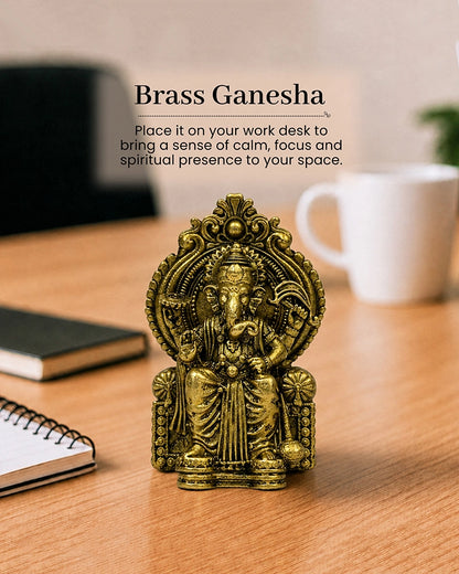 100 % Pure Brass Lalbaugcha Raja Ganesha Idol For Car Dashboard