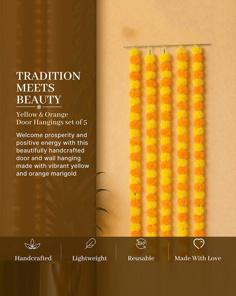Classic Artificial Indian Flower Garland Set of 5 for Mandir & Celebrations