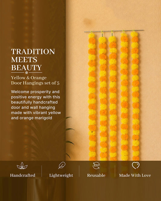 Classic Artificial Indian Flower Garland Set of 5 for Mandir & Celebrations