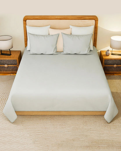 Grey King Size Cotton Bedsheet 300 Thread Count with 2 Pillow Covers