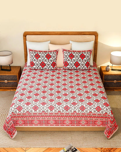 King Size Cotton Bedsheet with Pillow Covers, TC 200, Ideal for Bedroom & Living Room