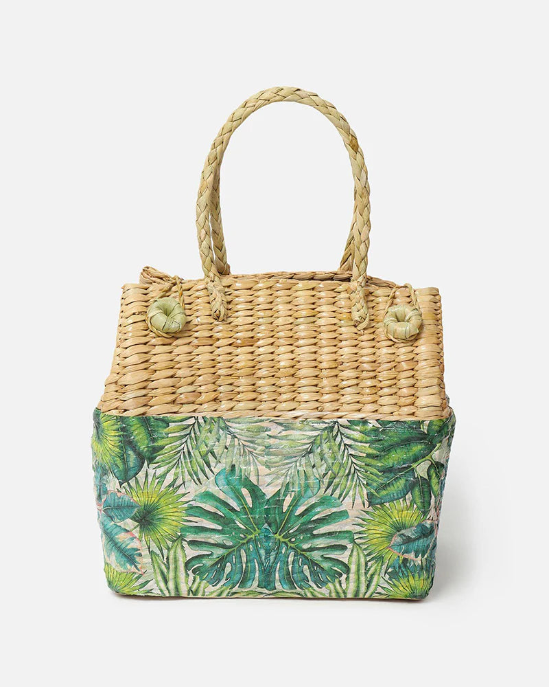 Seagrass Picnic Tote Basket Handmade for Lunch, Travel & Outdoor Fun