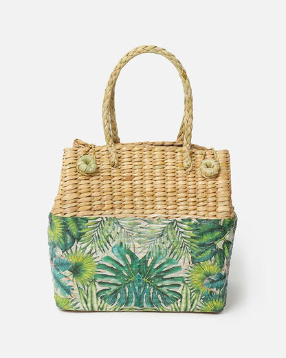 Seagrass Picnic Tote Basket Handmade for Lunch, Travel & Outdoor Fun