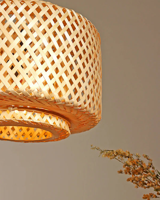 Elegant Cane Hanging Lamp for Living Space and Dining Area