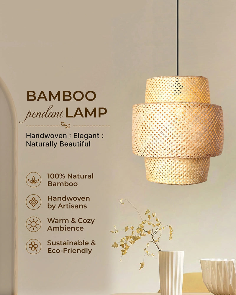 Minimalist Bamboo Pendant Light for Balcony and Patio