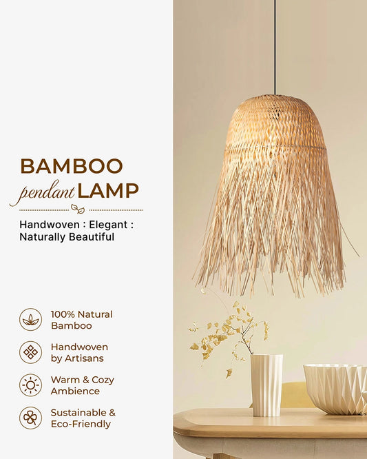 Boho Bamboo Pendant Lamp for Balcony and Patio
